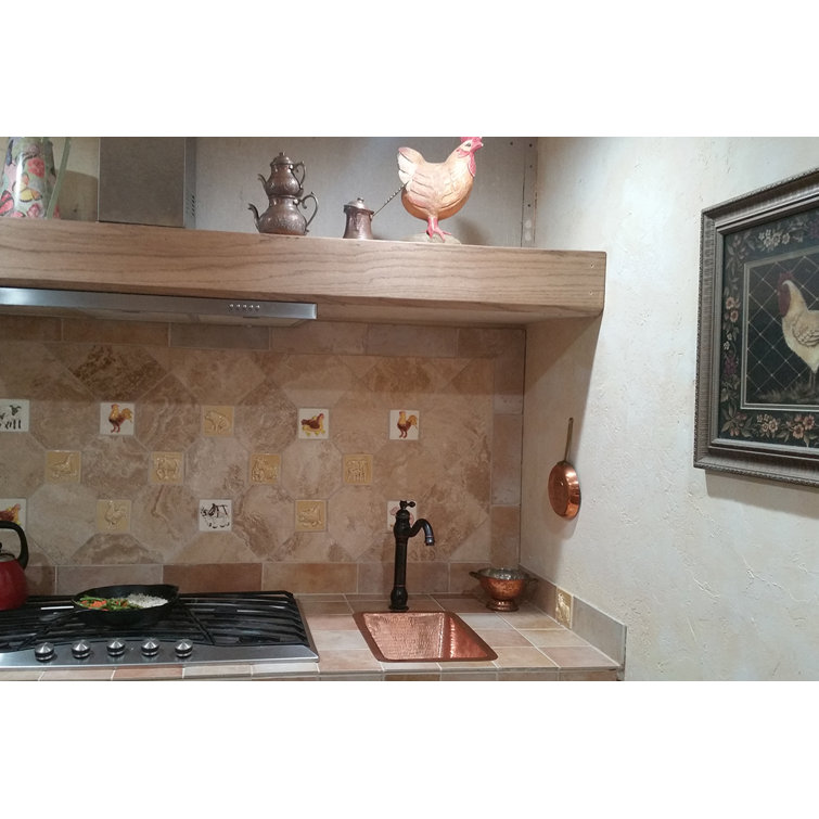 17" Polished Hammered Copper Rectangle Undermount Bathroom Sink