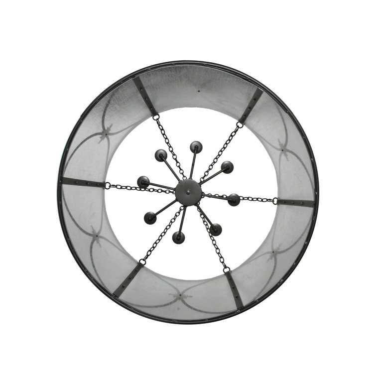 Penelope 8-Light Nickel Drum Chandelier with Glass Shade