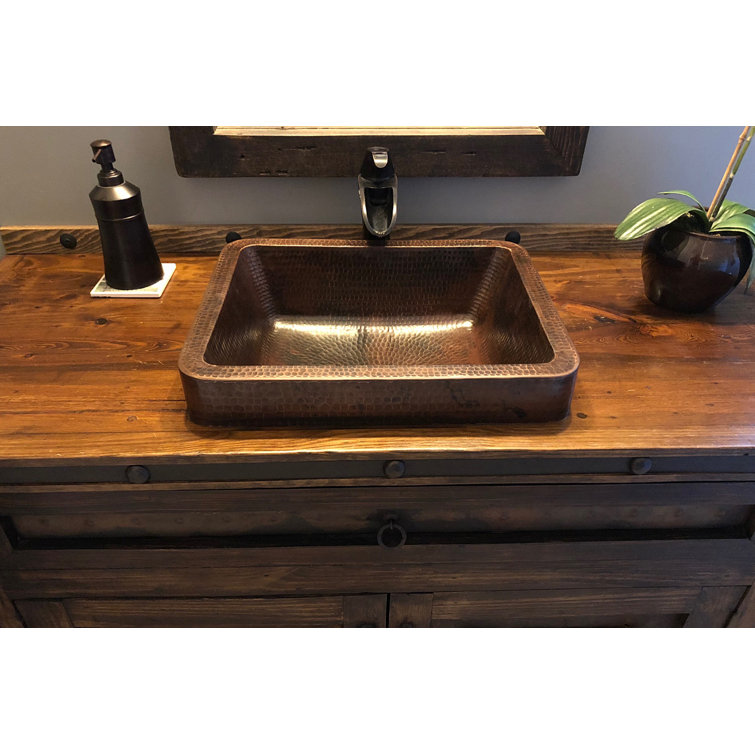 20" Hammered Copper Rectangle Wall-Mount Sink