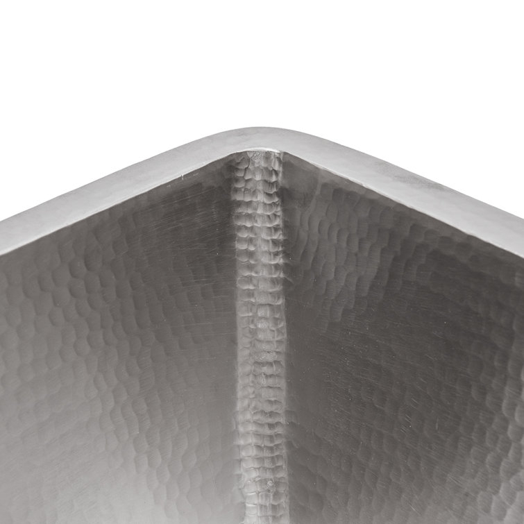 17" Hammered Nickel-Plated Copper Square Bar Sink