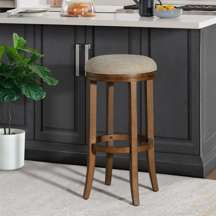 Natick 30" Brown Wood Backless Bar Stool