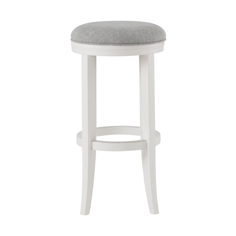 Natick 30" White Rubberwood Backless Bar Stools, Set of 2