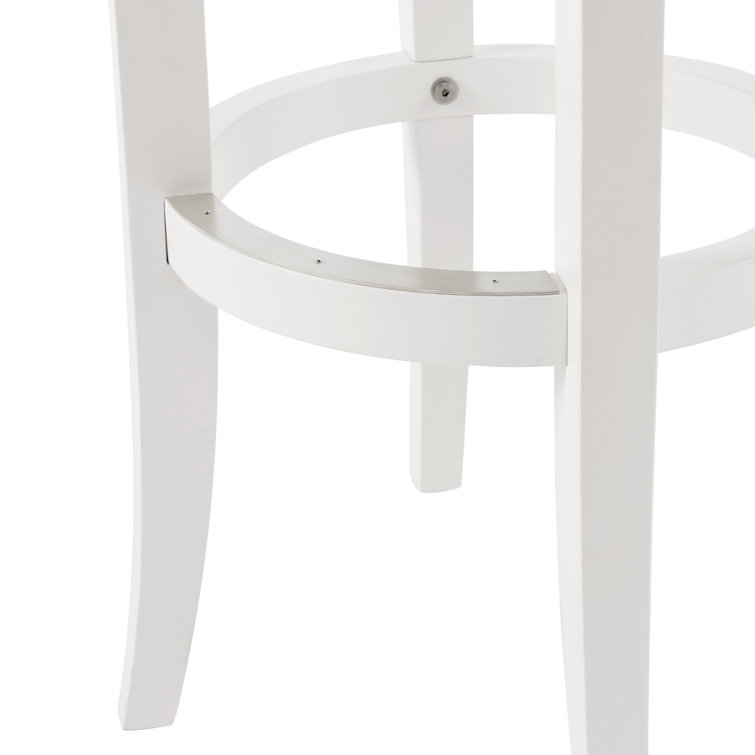 Natick 30" White Rubberwood Backless Bar Stools, Set of 2