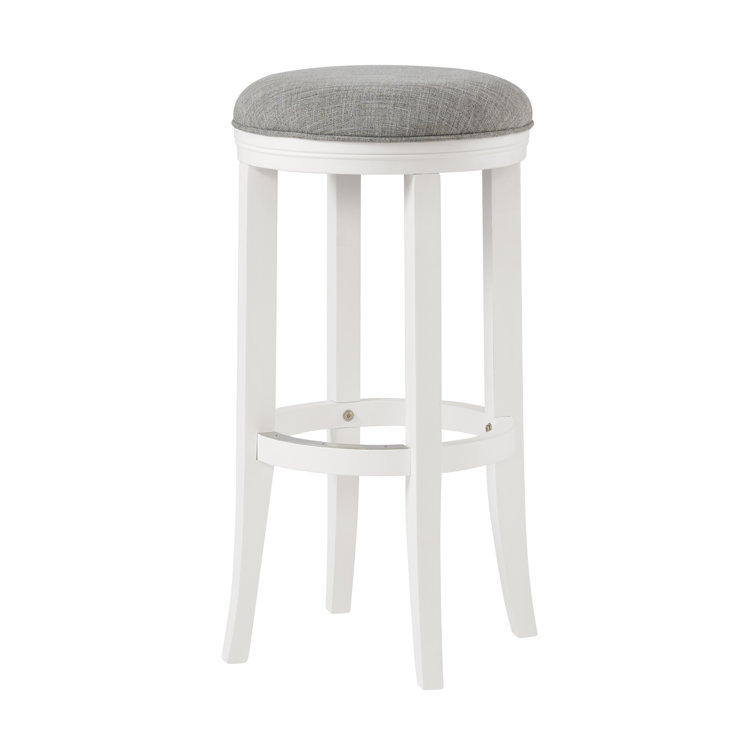 Natick 30" White Rubberwood Backless Bar Stools, Set of 2