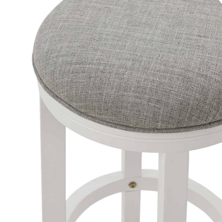 Natick 30" White Rubberwood Backless Bar Stools, Set of 2