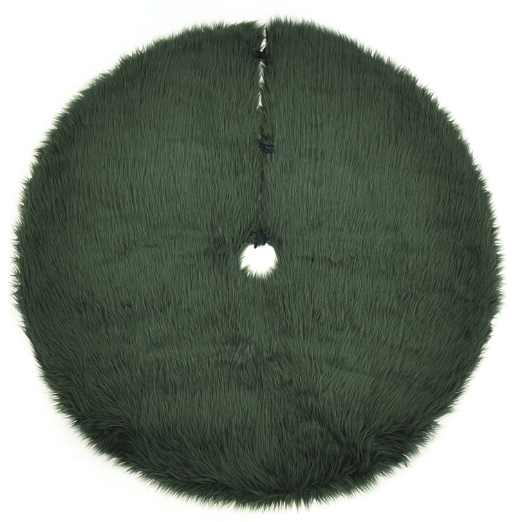 Green Round Furry Acrylic and Polyester Tree Skirt