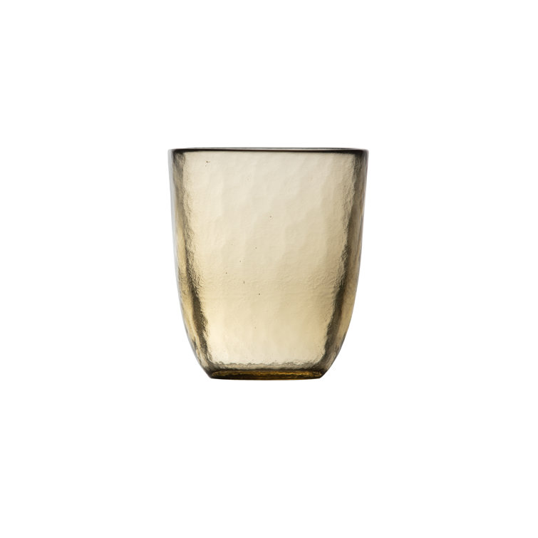 Los Cabos Ginger Root Hammered Glass 10oz Stemless Tumblers Set of 4