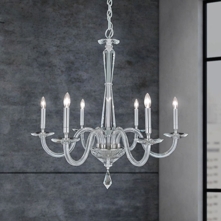 Habsburg Optic Crystal and Polished Chrome 6-Light Chandelier
