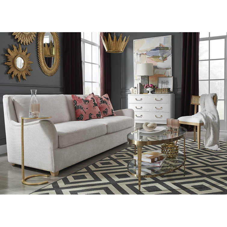 Antique Brass Oval Glass Top Coffee Table