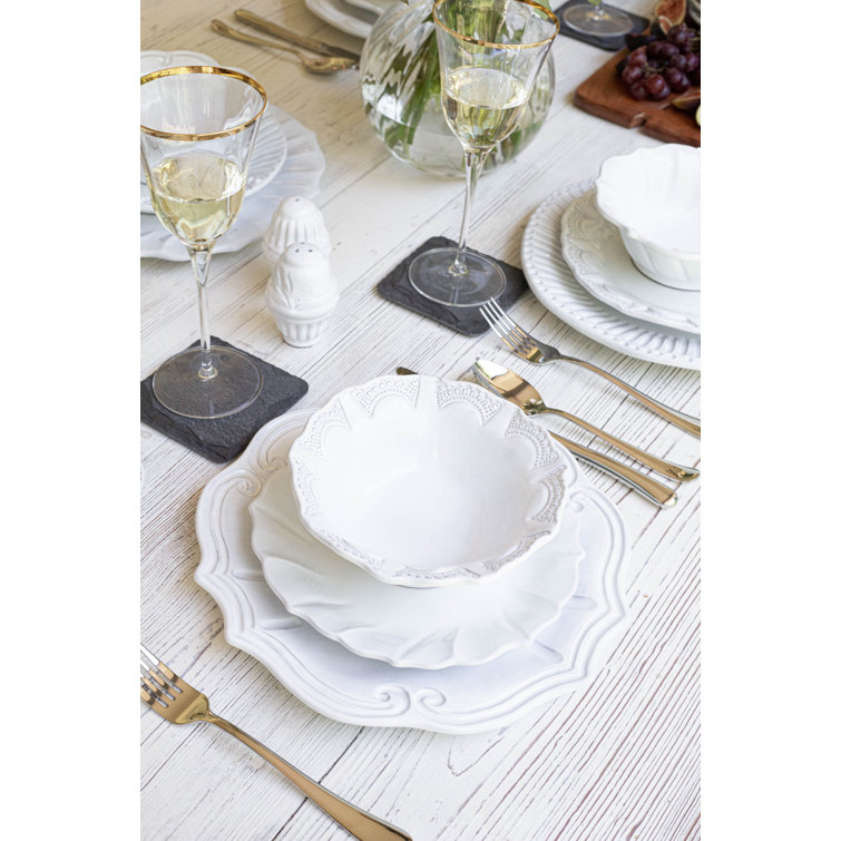 White Handcrafted Ceramic Ruffle Salad Plate