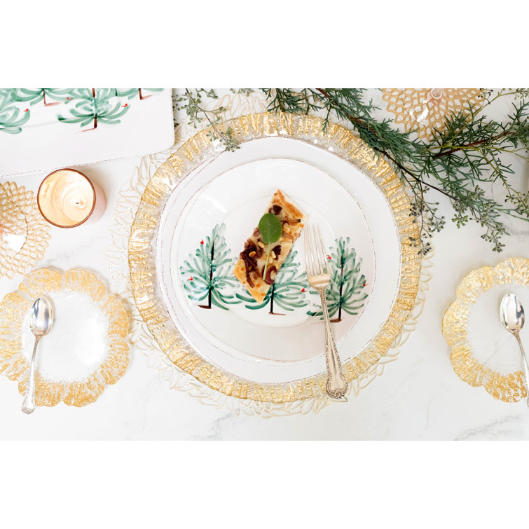 Elegant Gold-Plated Glass Canape Plate with Scallop Embellishment
