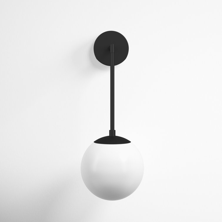 Warby Black Steel and Etched Opal Glass Dimmable Sconce