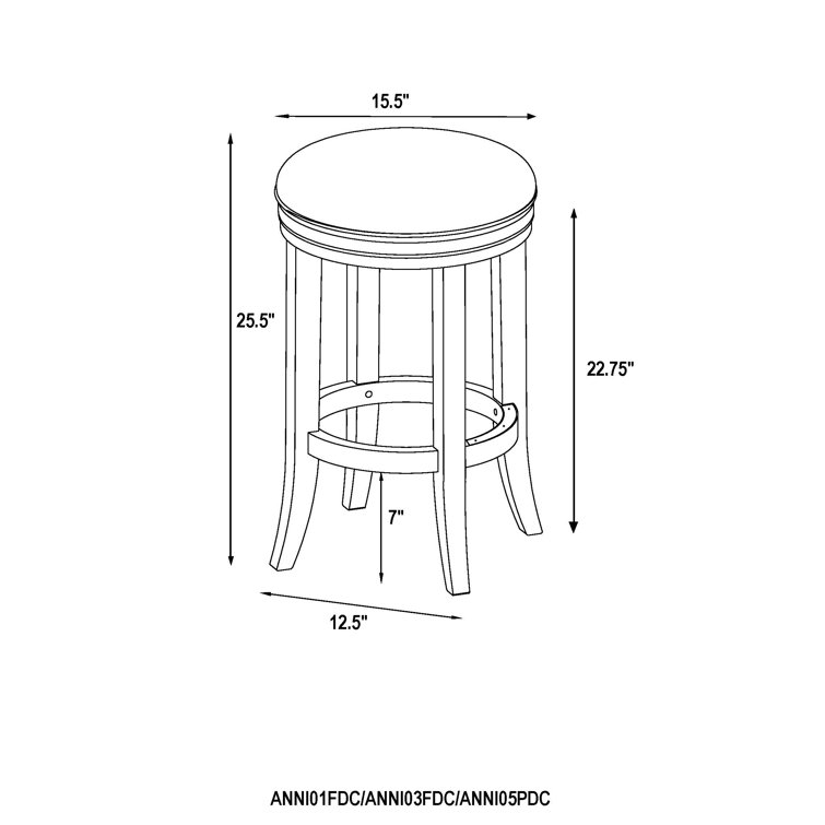 Natick 24.5" White Leather & Rubberwood Counter Stool, Set of 2