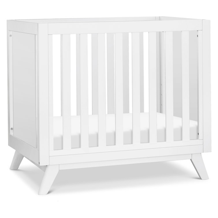 White Wooden 3-in-1 Convertible Mini Crib with Mattress