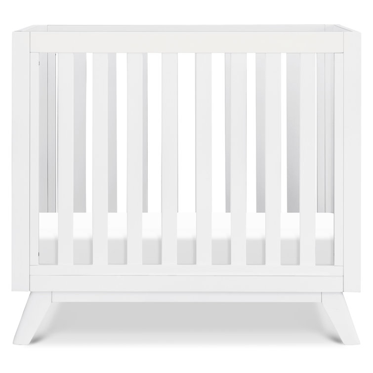 White Wooden 3-in-1 Convertible Mini Crib with Mattress