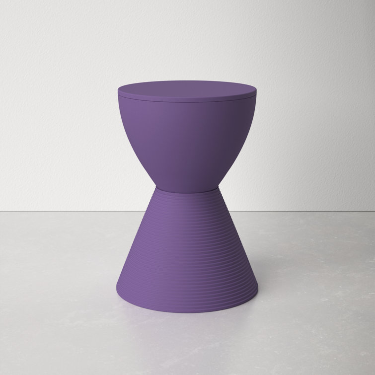 Purple Ribbed Hourglass Polypropylene End Table