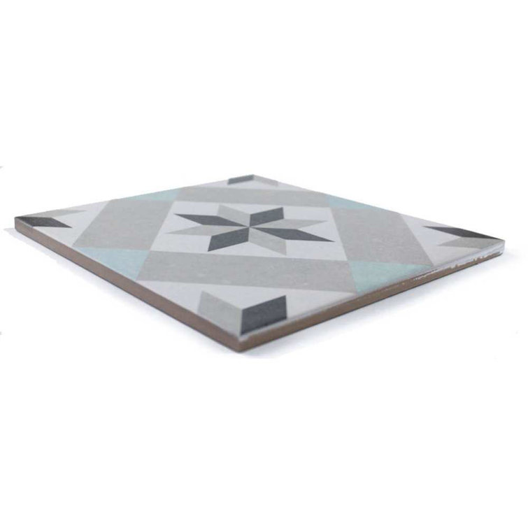 Moon Star Gray 9" x 9" Matte Porcelain Encaustic Tile