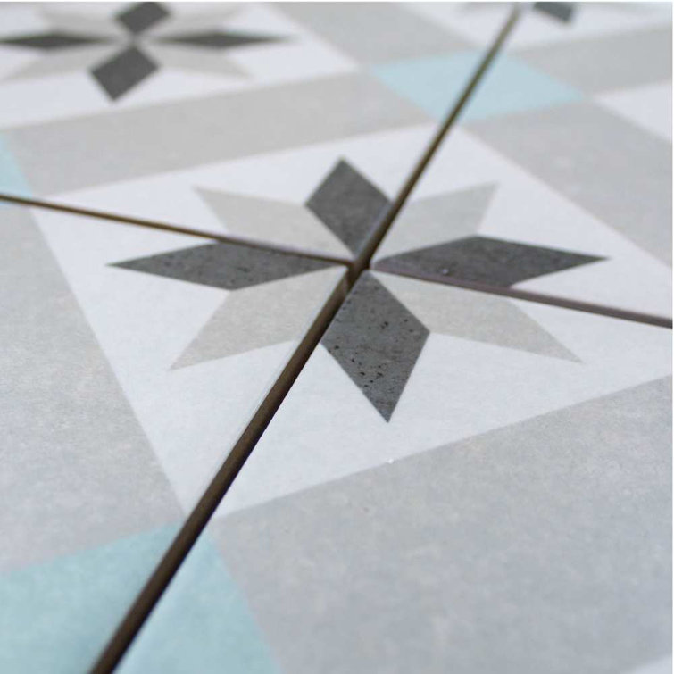 Moon Star Gray 9" x 9" Matte Porcelain Encaustic Tile