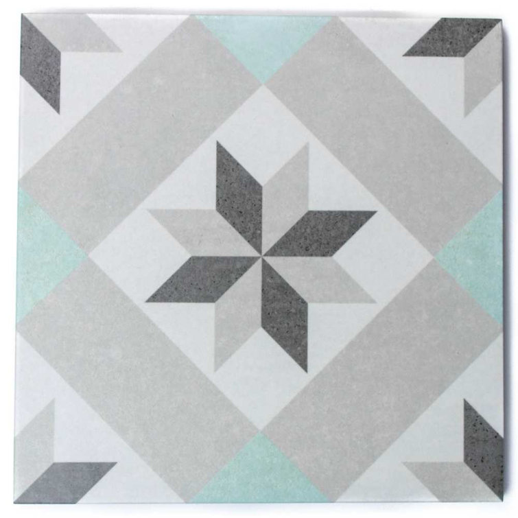 Moon Star Gray 9" x 9" Matte Porcelain Encaustic Tile