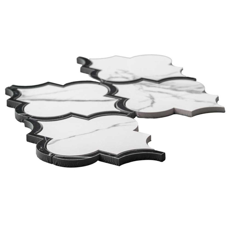 Calacatta Porcelain Arabesque Mosaic Tile with Glossy Finish