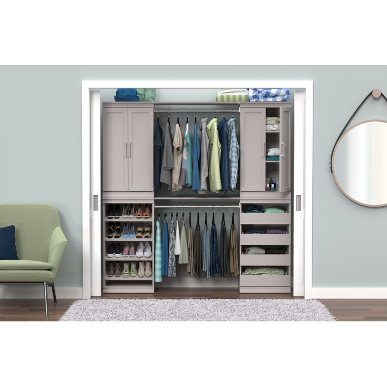 Taupe Modular Stackable Shoe Shelf with Metal Accents