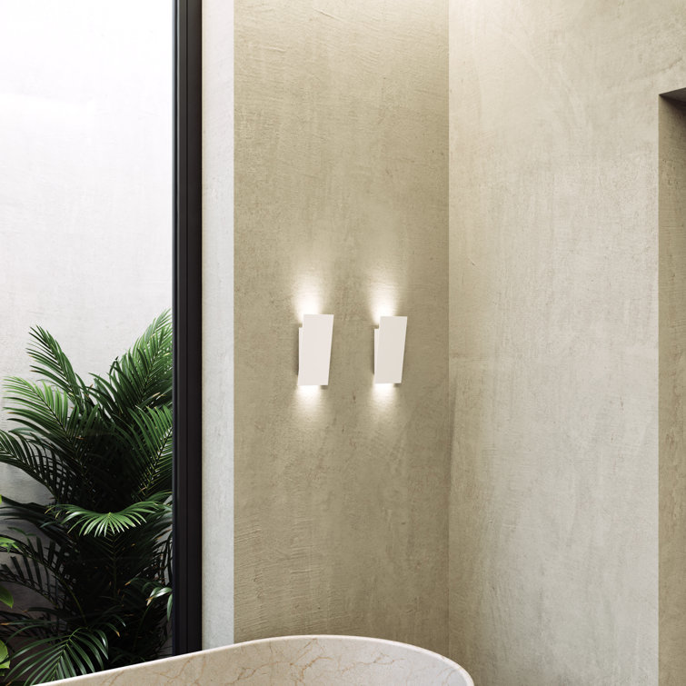 Sleek Textured White LED Dimmable Wall Sconce
