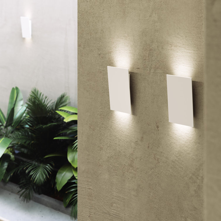 Sleek Textured White LED Dimmable Wall Sconce