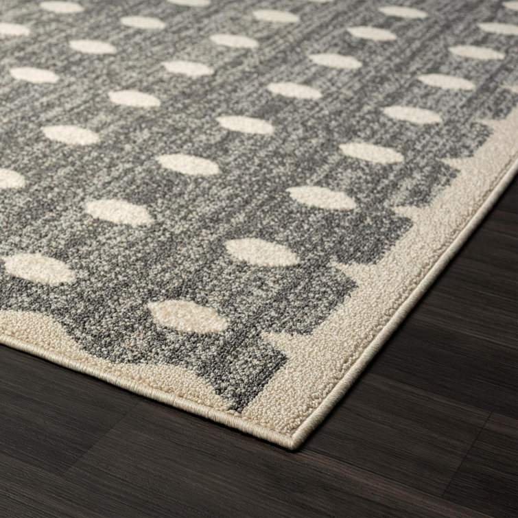 Anthracite Geometric Dots 2x3 Stain-Resistant Area Rug