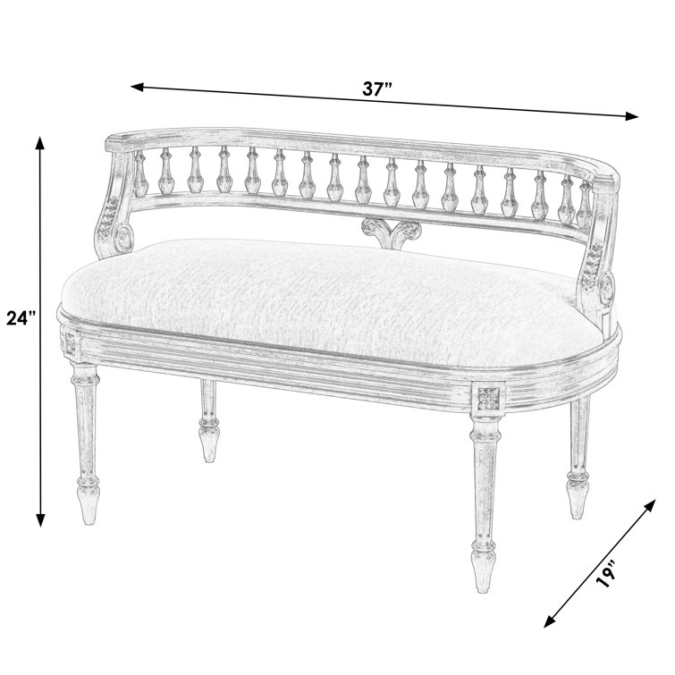Hathaway 37" Dark Cherry Upholstered Bench with Cream Cushion
