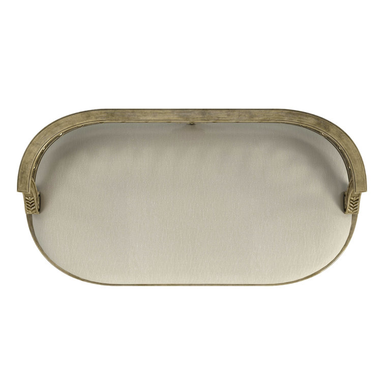 Hathaway 37" Cream Upholstered Bench with Carved Spindle Back