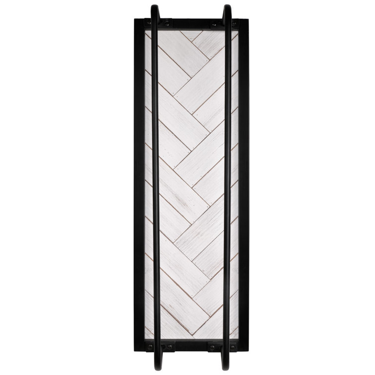 Black and White Shiplap Wall Mounted Wood Towel Rack