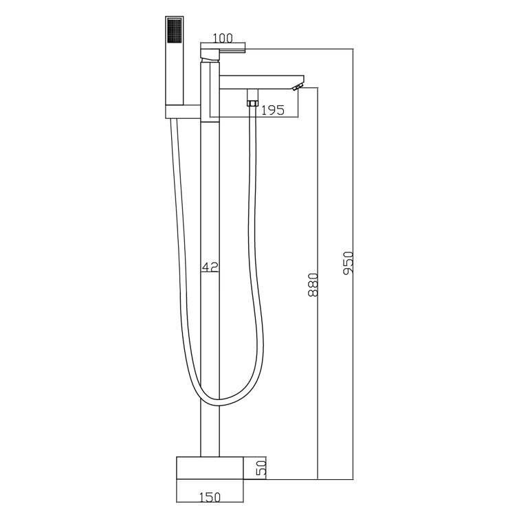 Matte Black Stainless Steel Freestanding Tub Filler with Hand Shower