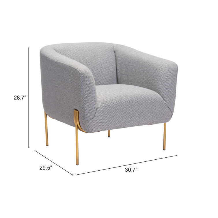 Gray and Gold Curved Modern Accent Chair