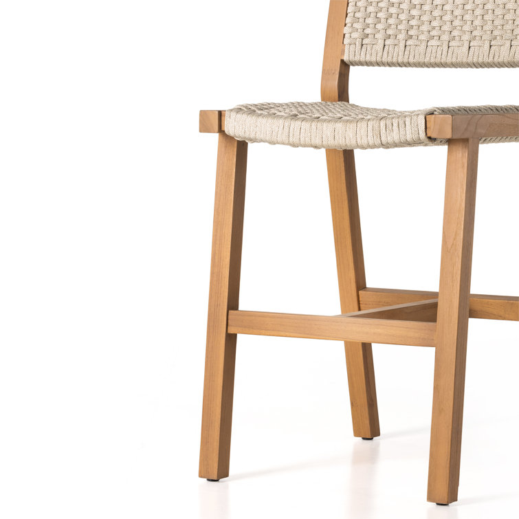 Ivory Rope and Natural Teak Counter Stool