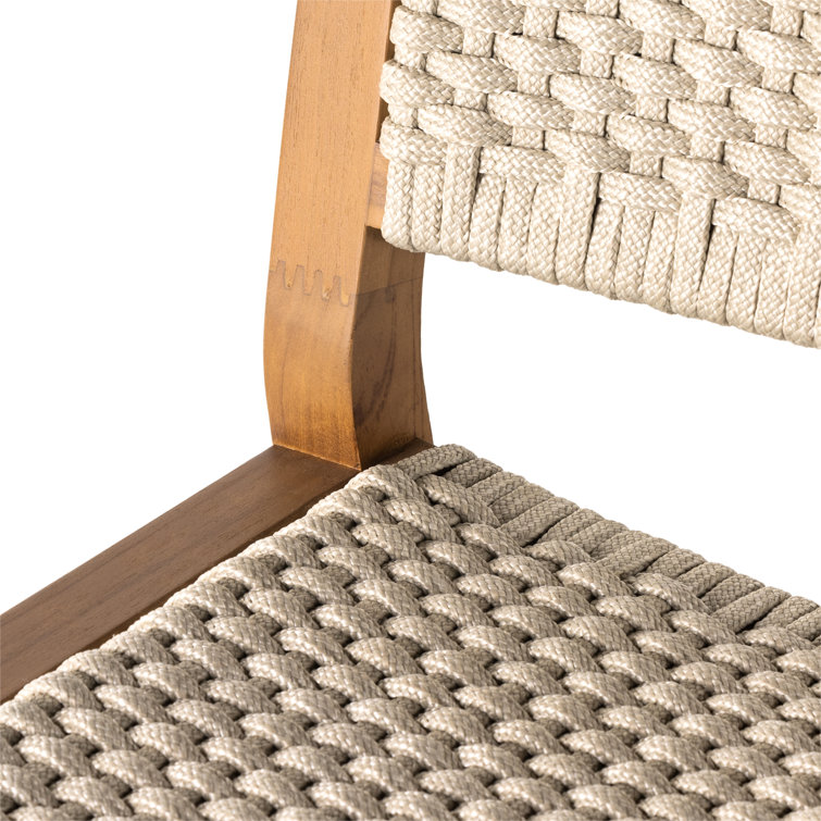 Ivory Rope and Natural Teak Counter Stool