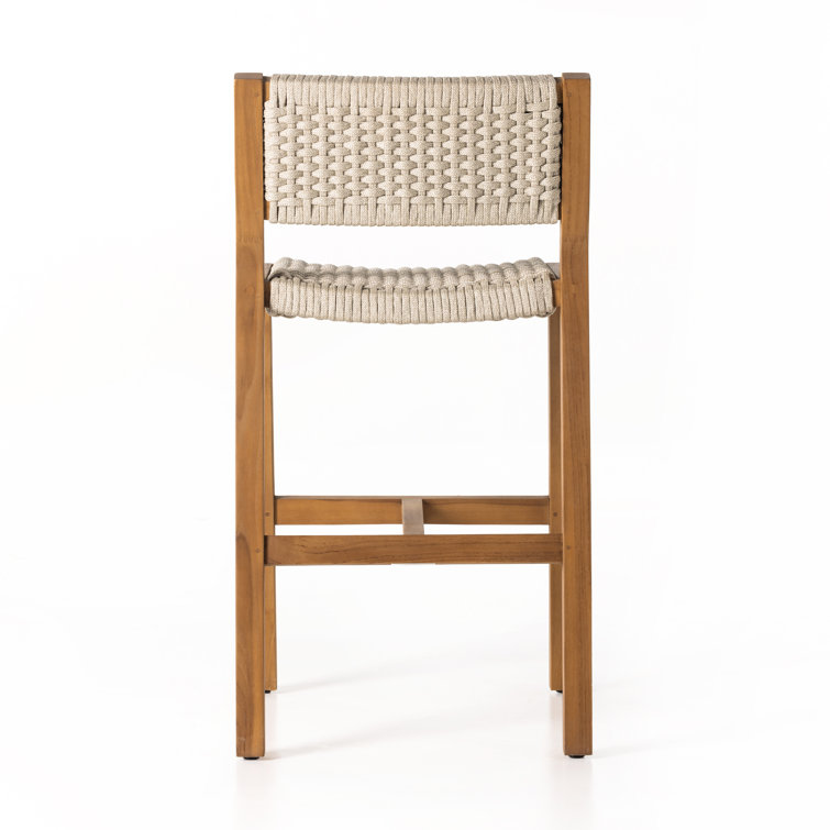 Ivory Rope and Natural Teak Counter Stool