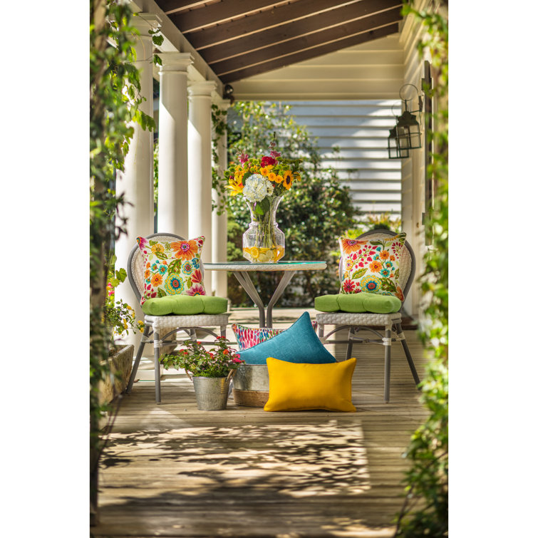 Bright Floral Multicolor Indoor/Outdoor Throw Pillow Set