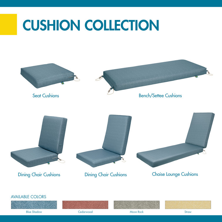 Blue Shadow Water-Resistant Outdoor Dining Chair Cushion 17x17