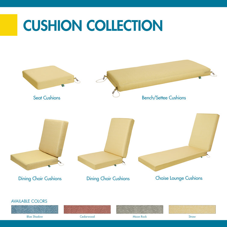 Straw Water-Resistant Foam Outdoor Chaise Lounge Cushion