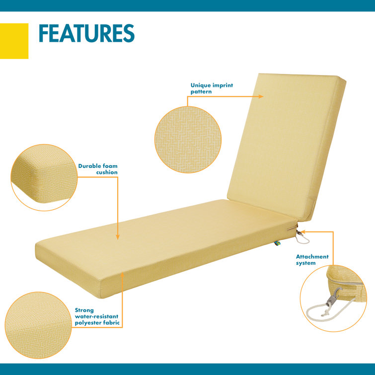 Straw Water-Resistant Foam Outdoor Chaise Lounge Cushion