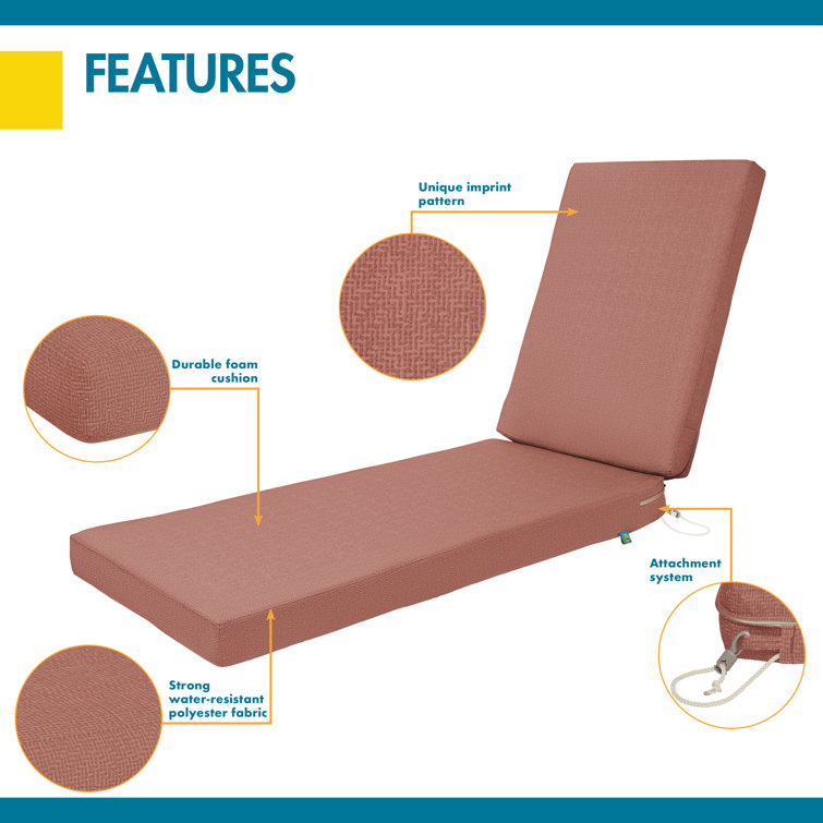 Cedarwood Water-Resistant Outdoor Chaise Lounge Cushion, 80" x 26" x 3"