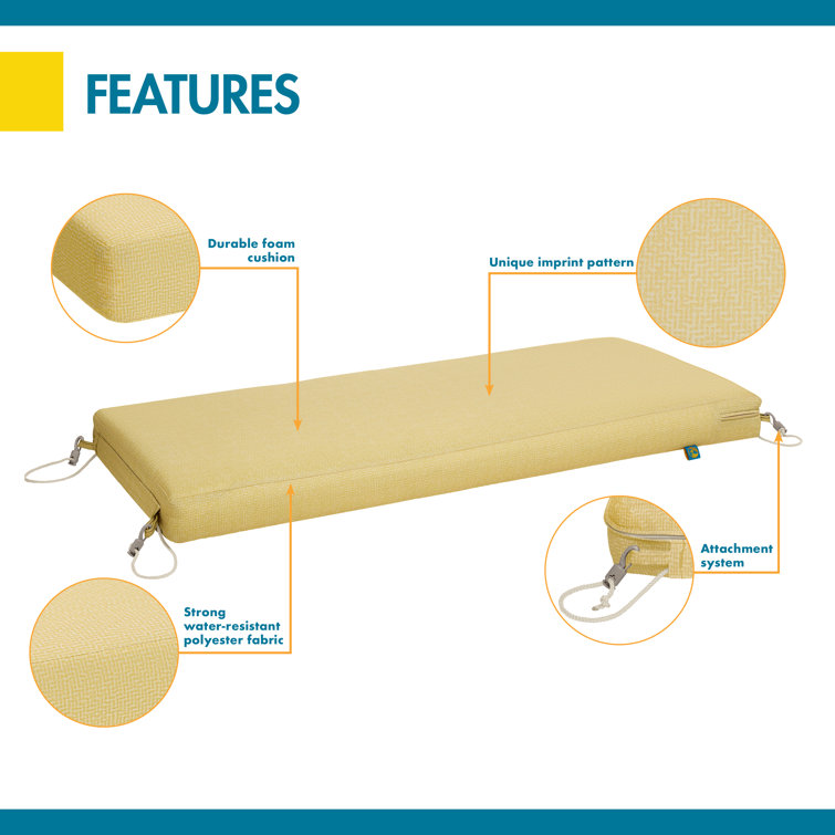 42" x 18" Straw Water-Resistant Outdoor Bench Cushion with Removable Cover