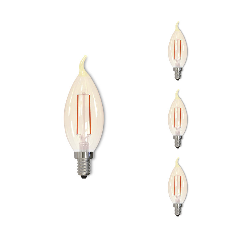 Amber Dimmable LED Filament CA10 Edison Bulbs, Pack of 4