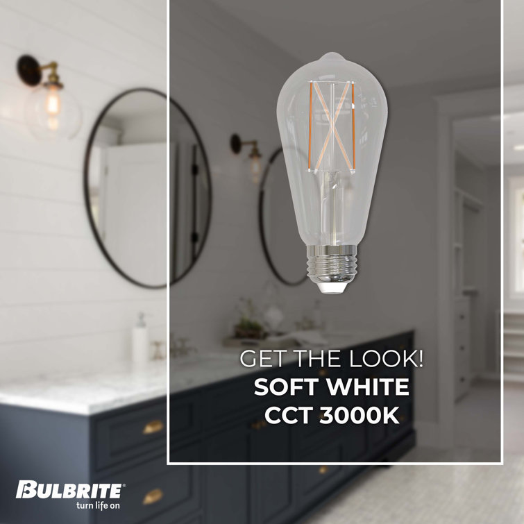 Warm White Dimmable LED Filament Bulb, 2 Pack