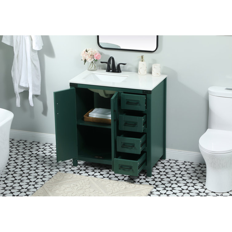 Slayton 32'' Green Oak Freestanding Single Bathroom Vanity