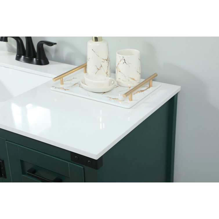 Green Freestanding 36'' Single Bathroom Vanity with Quartz Top