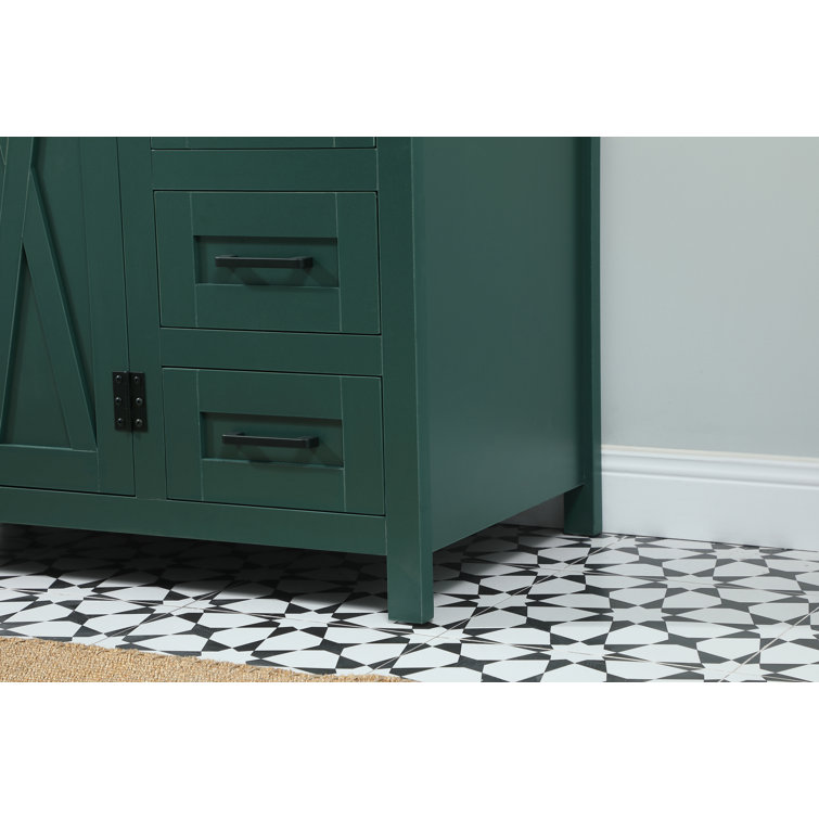 Green Freestanding 36'' Single Bathroom Vanity with Quartz Top