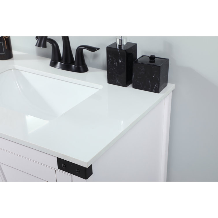 White Oak 30'' Freestanding Single Bathroom Vanity with Barn Doors