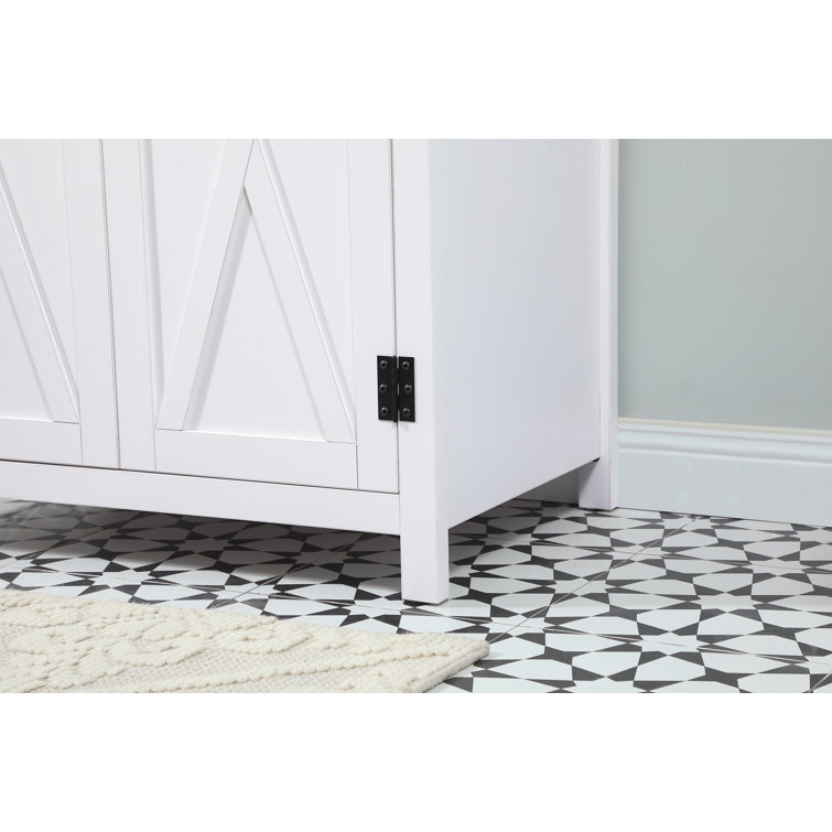 White Oak 30'' Freestanding Single Bathroom Vanity with Barn Doors