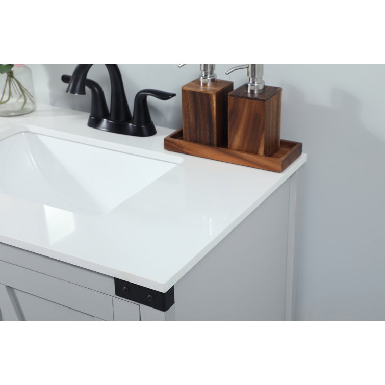 Gray Oak Freestanding Single Bathroom Vanity with Ceramic Sink
